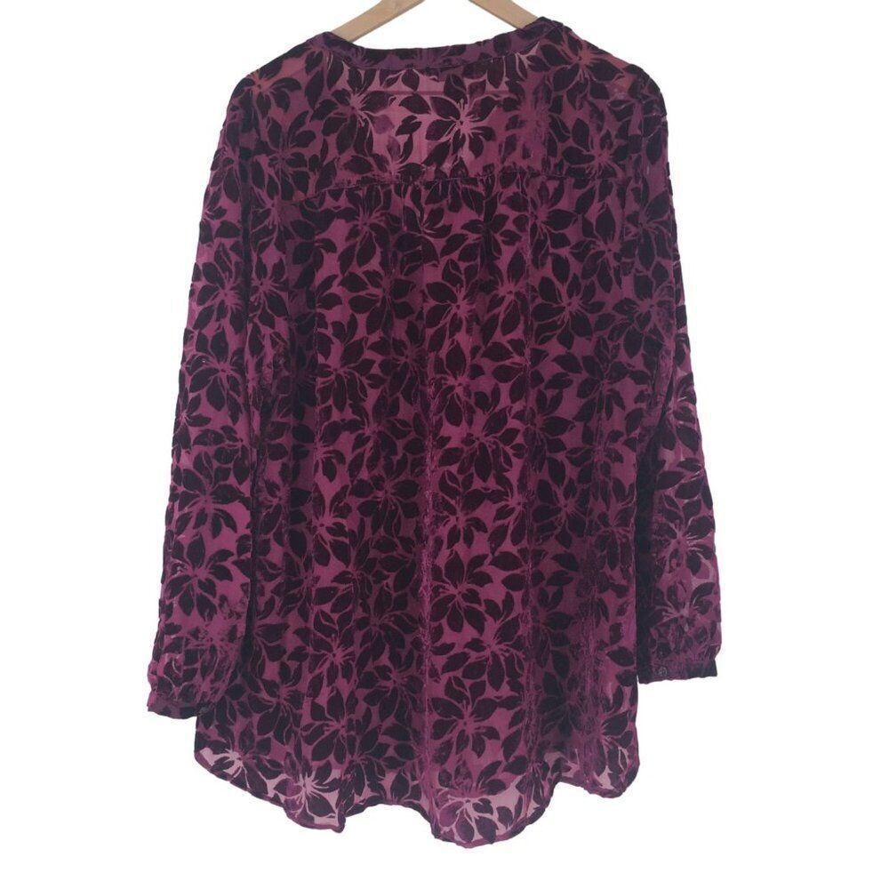 Torrid Burgundy Burnout Blouse - EUC - Picture 8 of 8